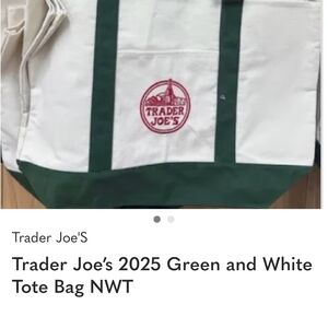 Large Trader Joe's Classic Green and White Tote.  NWT ONLY 1 Avail